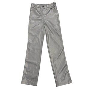 Rachel Zoe Metallic Silver Faux Leather Slim Fit Pants Womens Size 0.